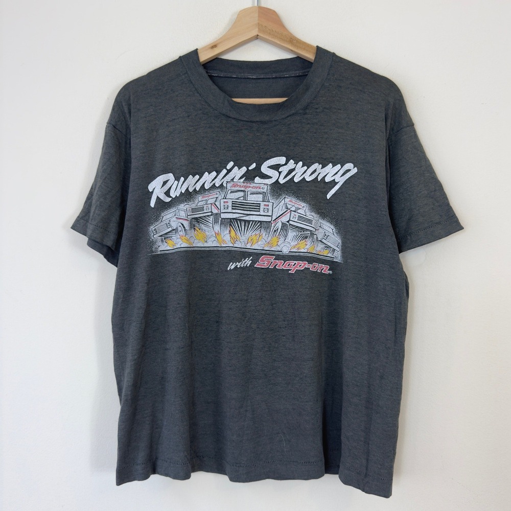 Vintage 90's Snap-on Tools Running Strong Cars Mechanic Single Stitch Tee Shirt